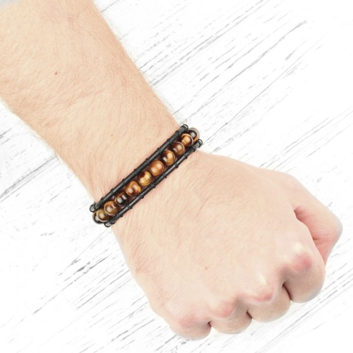 Bracelet Everiot Select LNS-3040 made of tiger eye stone with Celtic knot