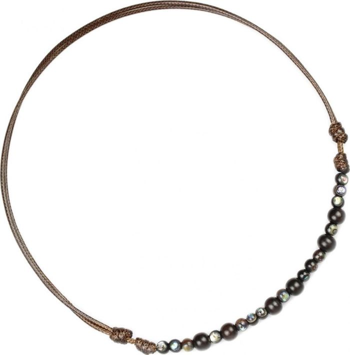 Men's choker Everiot Select LNS-2038 with wood and haliotis beads