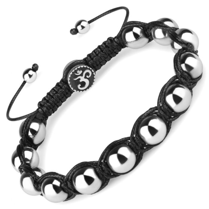 Everiot Select LNS-2268 Hematite Shambhala Bracelet with OM Symbol