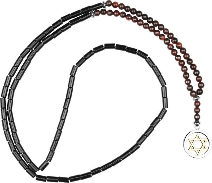 Men's Everiot Select LNS-3098 bullseye stone rosary with Star of David pendant