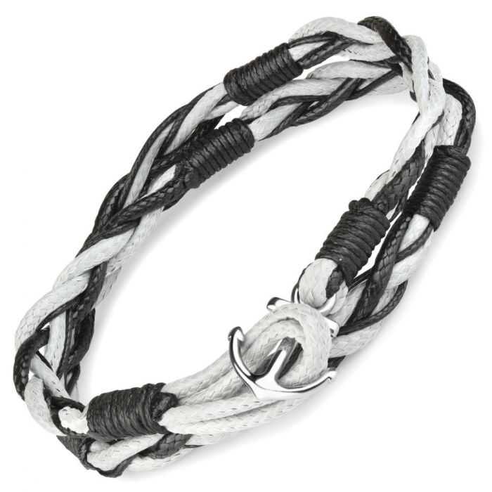 Braided bracelet-winding bracelet in two turns Everiot Select LNS-2287 with sea anchor