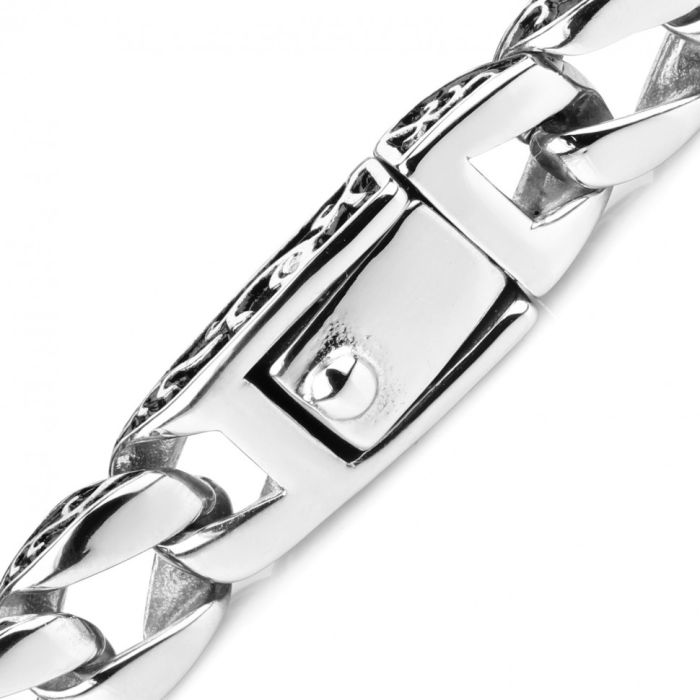 Men's Everiot SB-MJ-3041 Steel Chain Bracelet, Panzer Weave, with ornament