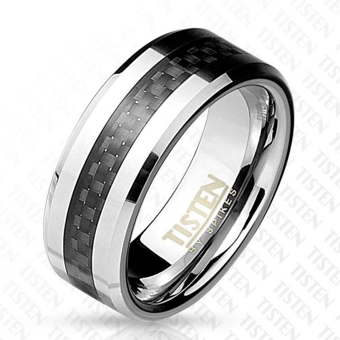 Tisten R-TS-016 Tisten (Titanium-Tungsten) Men's Ring with Carbon Insert