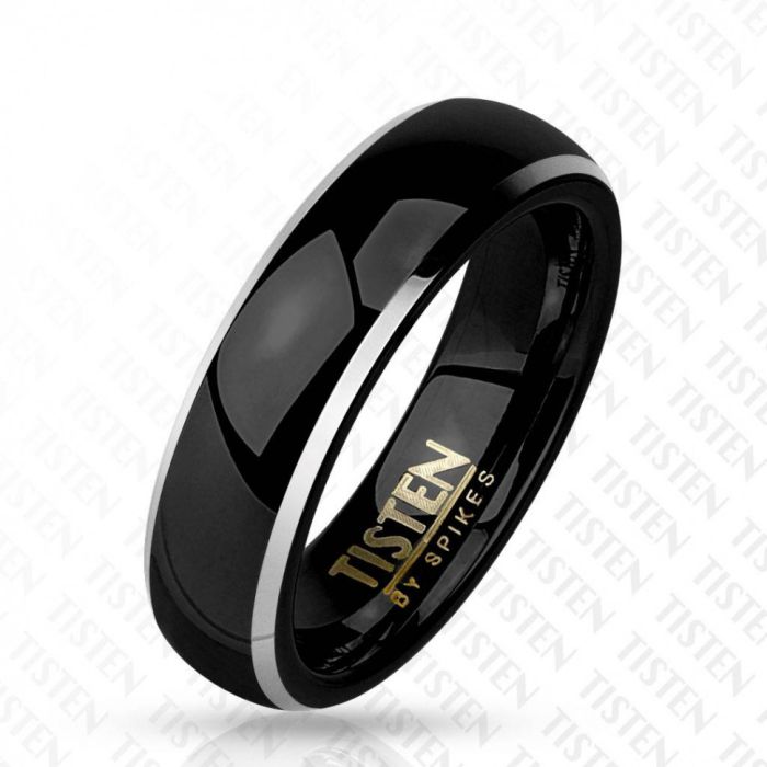 Men's Tisten Titanium Tungsten Ring R-TS-008 with Black Band