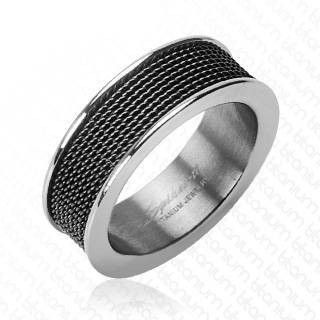 Spikes --R-TI-3806B Men's Ring in Titanium with Embossed Surface
