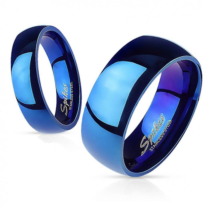 Spikes R004 steel couples ring, blue