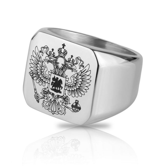 Men's steel signet ring TATIC RSS-0320 with double-headed eagle coat of arms