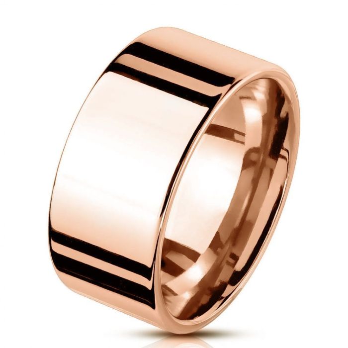 Wide steel washer ring TATIC RSS-0173, rose gold color, glossy