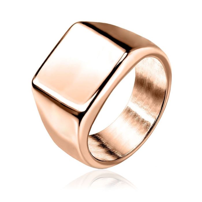 Ring-ring (signet ring) 9 mm, 14 mm and 18 mm, TATIC RSS-7684 made of steel with a pad for engraving inscriptions, rose gold color