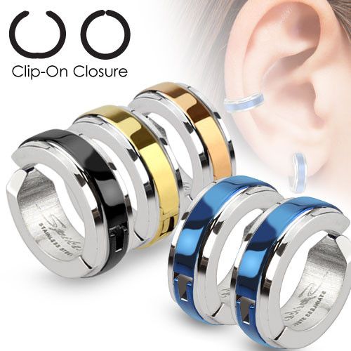 TATIC SFE-13524 steel clip earrings with color band
