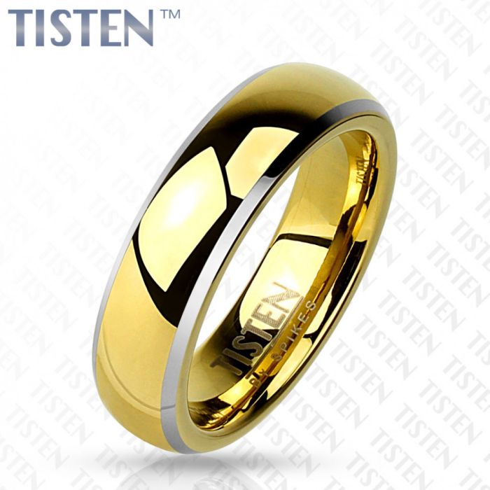 Tisten titanium tungsten (tisten) R-TS-009 gold ion plated wedding ring