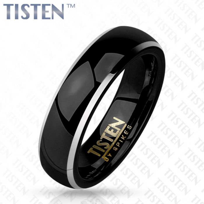 Men's Tisten Titanium Tungsten Ring R-TS-008 with Black Band