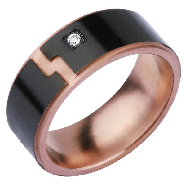 Everiot AAB-02RSSA Titanium Ring with Fianite Men's