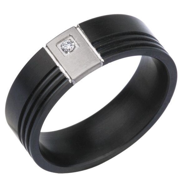 Men's Everiot AAB-04RSSA Titanium Ring with Fianite