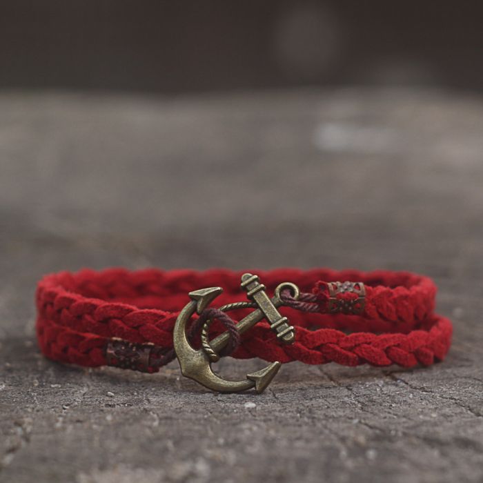 ANCHORSTUFF ANC-TR-3507 Anchor Red Suede Bracelet