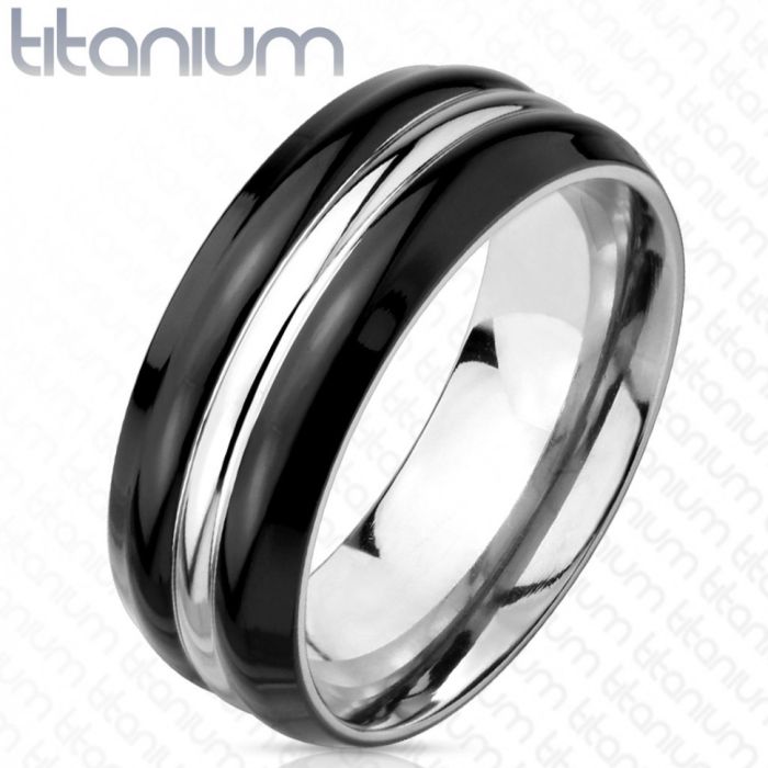 Men's TATIC R-TI-4397 black titanium ring