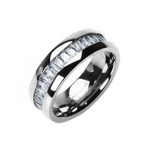 Spikes R-TI-0629 titanium ring with fianite track