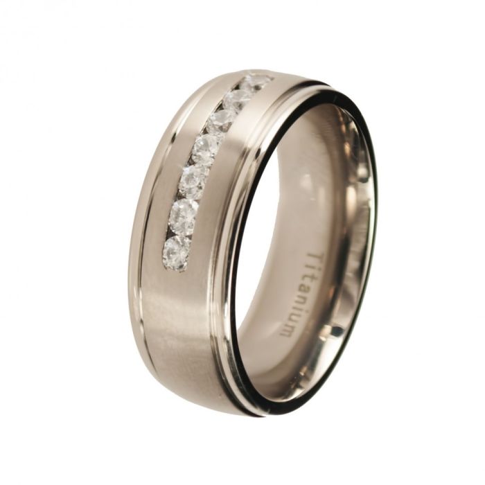 Lonti TI-1733R Titanium Ring with Fianites