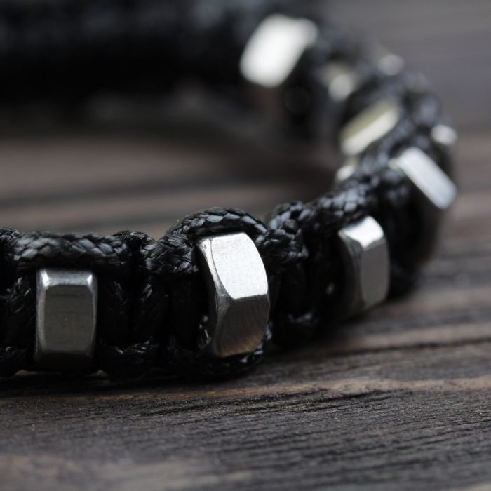 Everiot Select LNS-3084 Black Beaded Shambhala Bracelet
