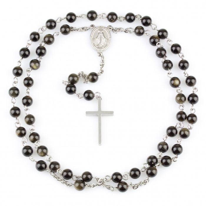Men's Everiot Select LNS-3062 Gold Obsidian Neck Rosary