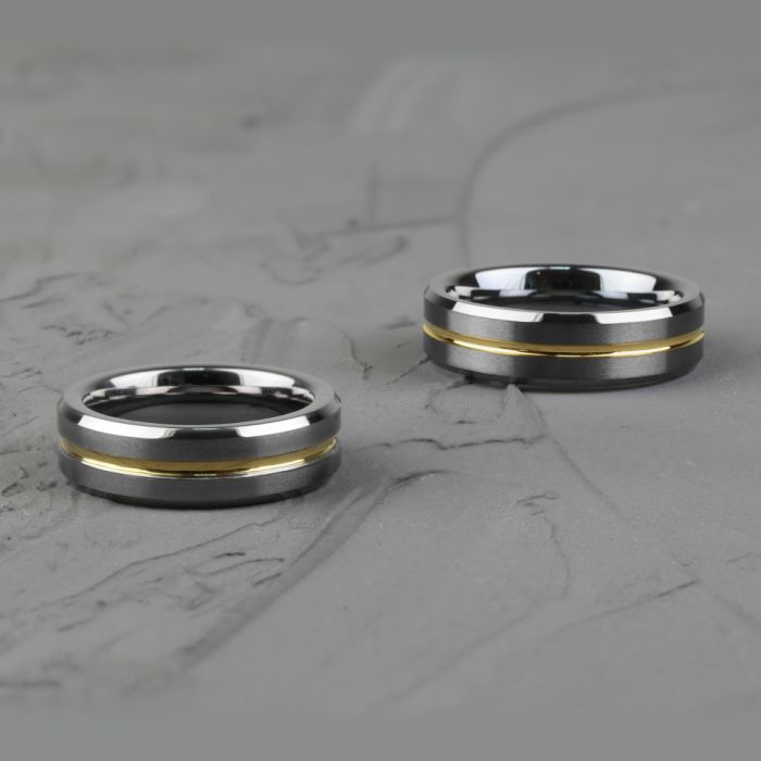 Tisten R-TS-015 Titanium-Tungsten Ring with Gold Band