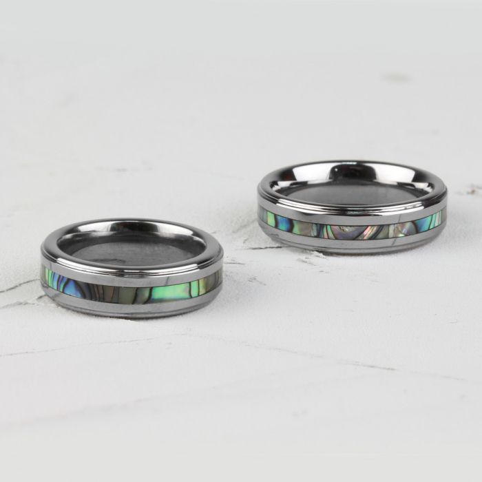 Tisten titanium-tungsten ring R-TS-019 with haliotis