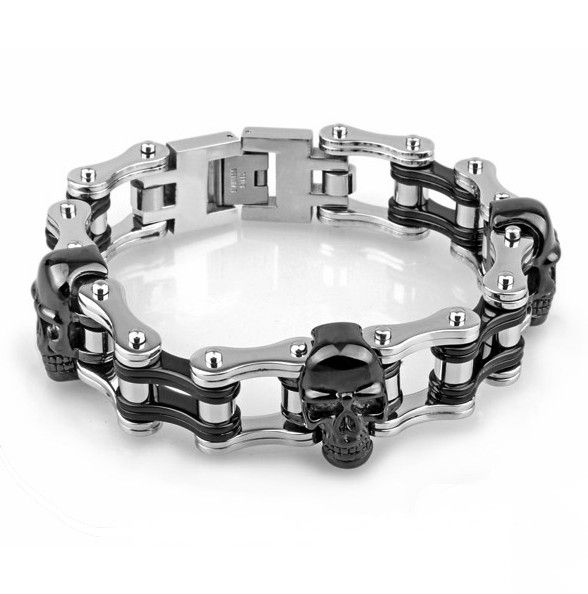 Everiot SB-MJ-07 Men's Steel Chain Bracelet with Skulls