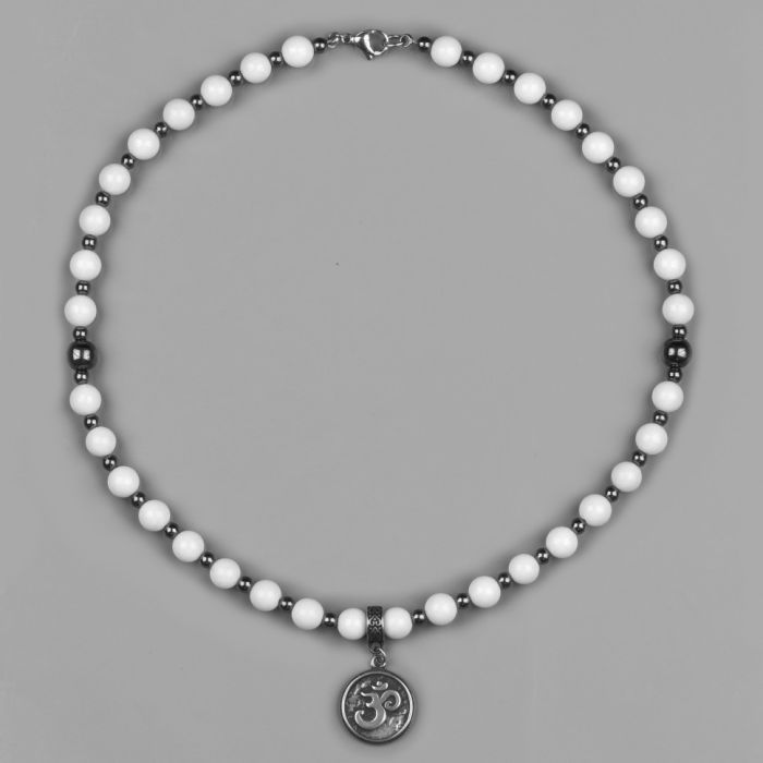 Men's Choker Everiot Select LNS-3056 made of agate and hematite with "OM" pendant