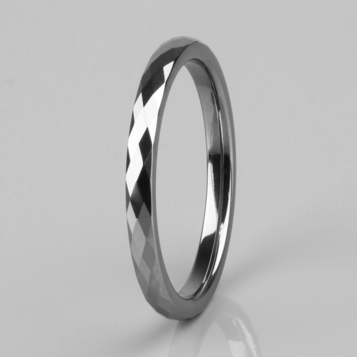 Lonti R-TG-0011 Tungsten Carbide Ring with Faceted Bevels