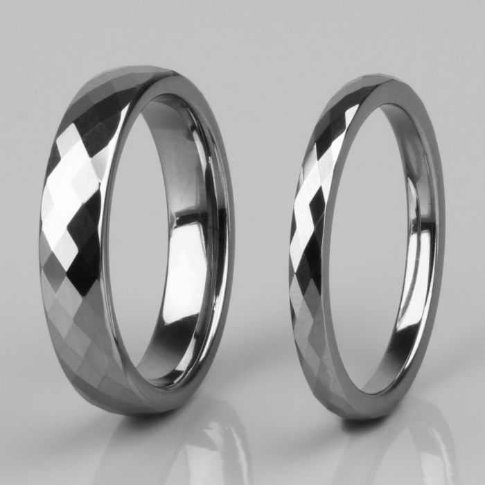 Lonti R-TG-0011 Tungsten Carbide Ring with Faceted Bevels