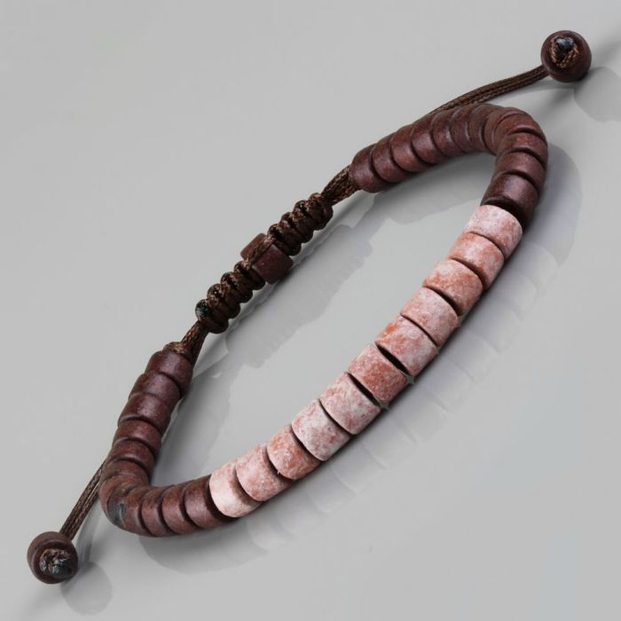 Burgundy Shambhala style bracelet Everiot Select LNS-2011 made of ceramic beads