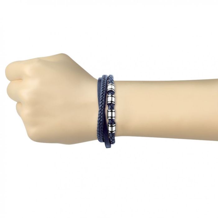 Men's braided bracelet made of eco leather TATIC SLQ-1013B blue