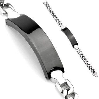 Men's TATIC SSBQ-3042 steel shell chain bracelet with black engraving plate