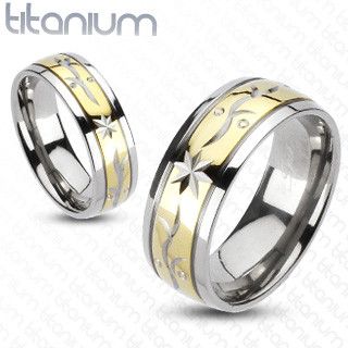 TATIC R-TM-3053 titanium ring, two-color with beautiful patterns