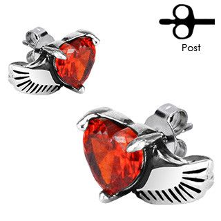 TATIC SSEM-133 Red Heart Carnation Earrings