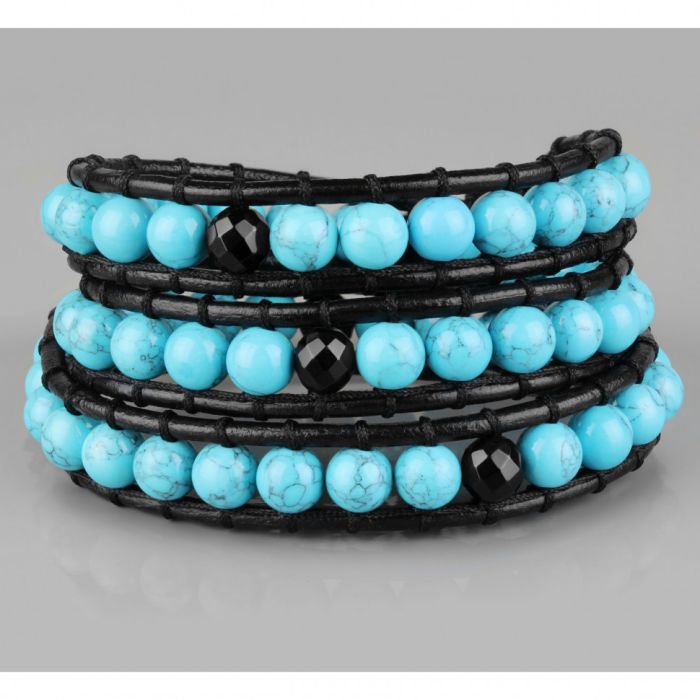 Everiot Select LNS-3070 Turquoise Wide Bracelet-Winding Bracelet in Three Turns