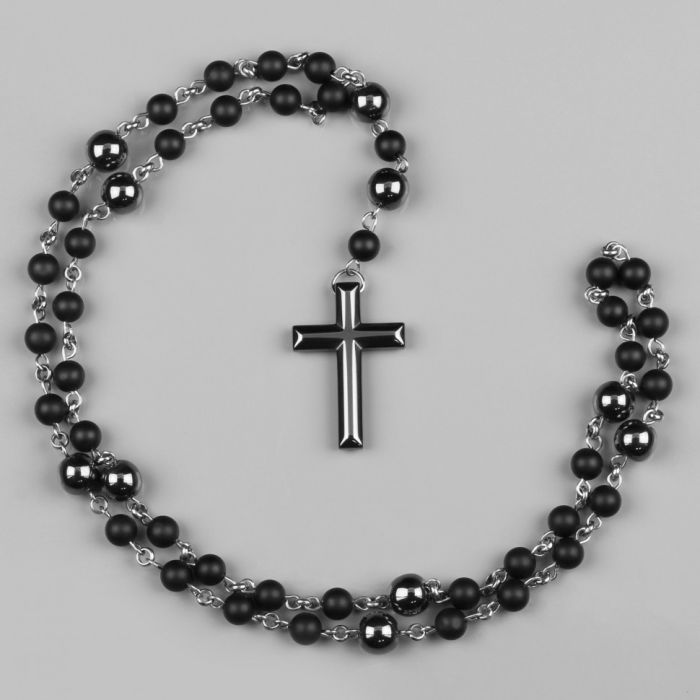 Everiot Select LNS-3006 Natural Agate and Hematite Men's Rosary