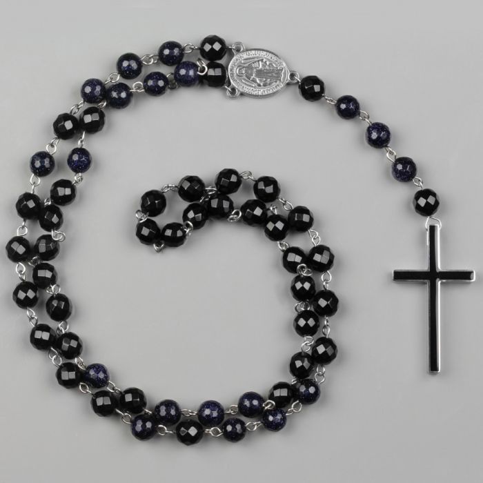 Men's Everiot Select LNS-3061 Aventurine and Agate Cross Rosary