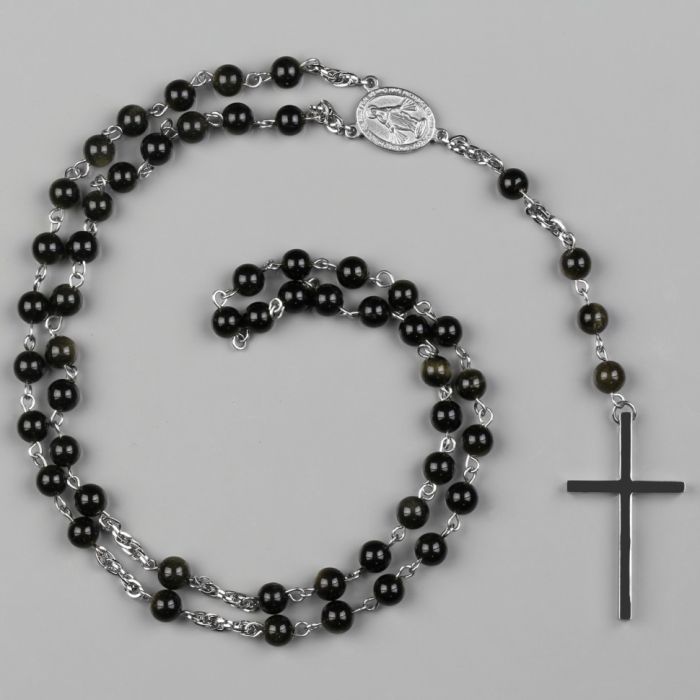 Men's Everiot Select LNS-3062 Gold Obsidian Neck Rosary