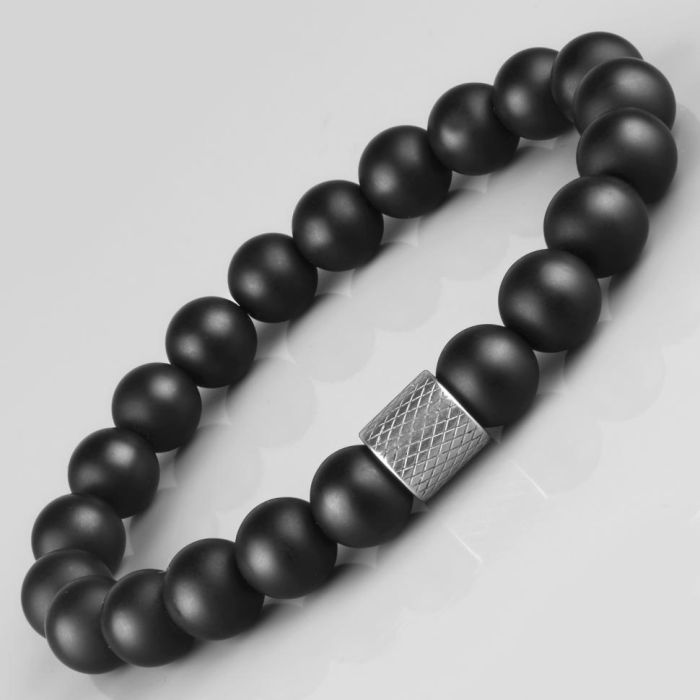 Black men's agate bracelet with rubber band Everiot Select LNS-2051