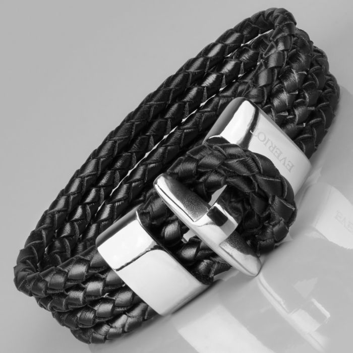Everiot Select LNS-5015 black leather men's bracelet