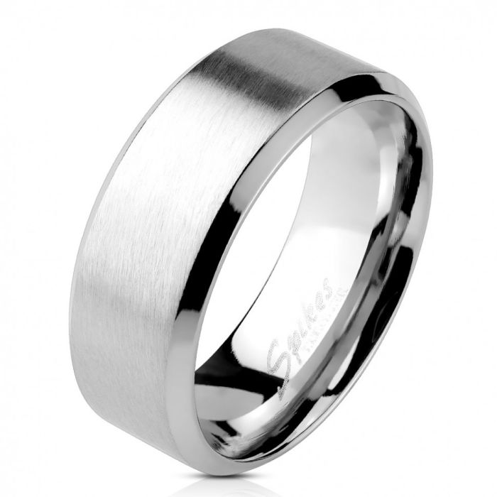 Spikes R-M0018 brushed steel wedding ring, 4, 6 and 8 mm wide